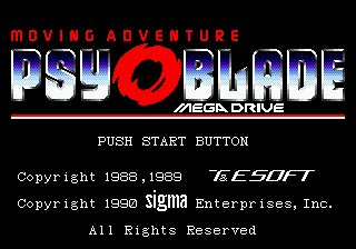 Psy-O-Blade title screen for Sega Mega Drive